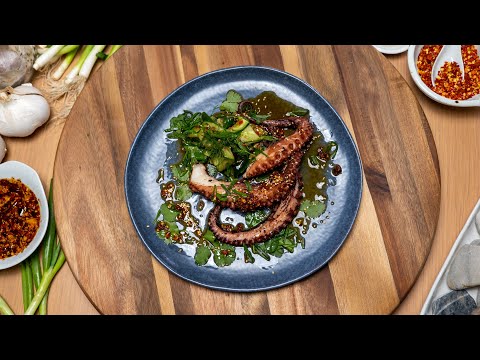 Grilled Octopus Recipe With Asian Pickled Cucumber Salad | Seafood Recipes