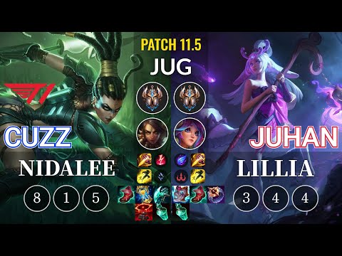 T1 Cuzz Nidalee vs Juhan Lillia Jungle - KR Patch 11.5
