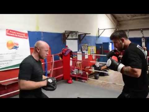 Jon Thaxton taking Sam Sexton on the pads