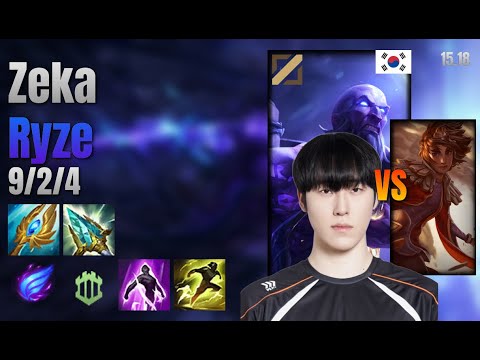 Zeka Mid Ryze vs Taliyah lol KR solo rank Full Game 15.18 | 제카 라이즈 vs 탈리야