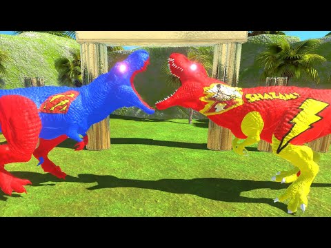 SUPERMAN T REX vs SHAZAM WHO WINS? Animal Revolt Battle Simulator