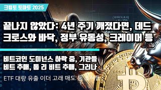11/15) 끝나지 않았다: 4년 주기 깨졌다면, 데드 크로스와 바닥, 정부 유동성, 크레이머 등 비트코인 도미넌스 하락 중, 기관들비트 추매, 톰 리 비트 추매, 그러나