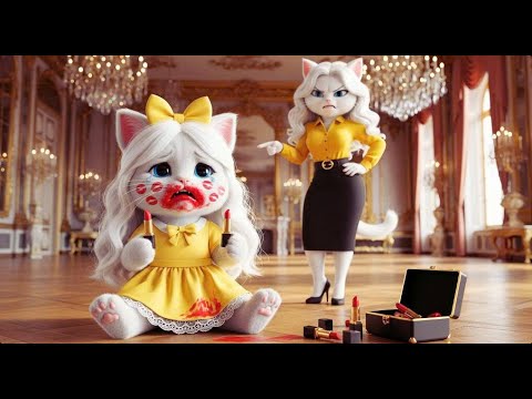 Oh no😱 !The little cat ruined her mother's lipstick💄💋 and the unexpected ending👗#aicat#catshorts#cat