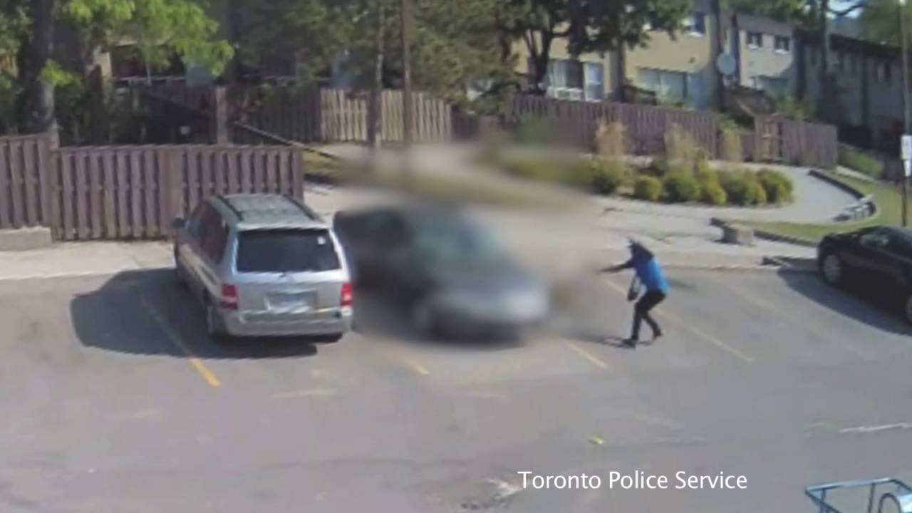 A shooting in 23 Division caught on surveillance camera. Investigators are looking for two suspects.