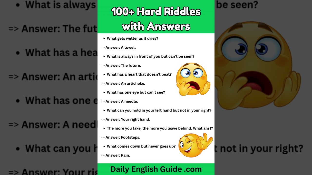 100+ Hard Riddles with Answers #dailyenglishguide