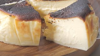에어프라이어 바스크 치즈케이크 만들기 (저울 없이) | Basque Burnt Cheesecake Recipe (air fryer baked)