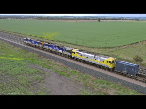1CK1 QUBE Viterra Containerized Grain Train With CM3304 CM3306 44202 (15/10/2023) - PoathTV Railways