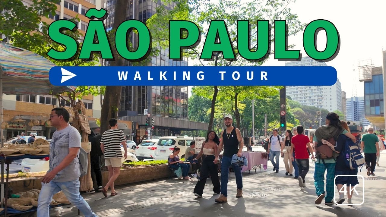 Immersive street-level walking tour through Sao Paulo Vila Madalena, Brazil, showcasing authentic urban landscapes, local architecture, and the vibrant atmosphere of the city's neighborhoods