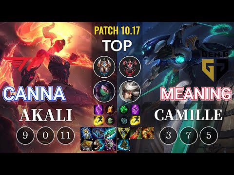 T1 Canna Akali vs GEN Meaning Camille Top - KR Patch 10.17