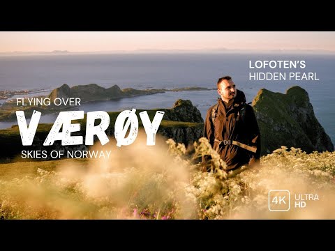 Flying over Værøy Island | Lofoten's hidden pearl | Skies of Norway | Midnight Sun Magic