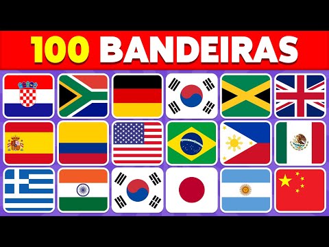🎌 Adivinhe 100 PAÍSES pelas BANDEIRAS 🌎 Adivinhe o País pela Bandeira 🚩