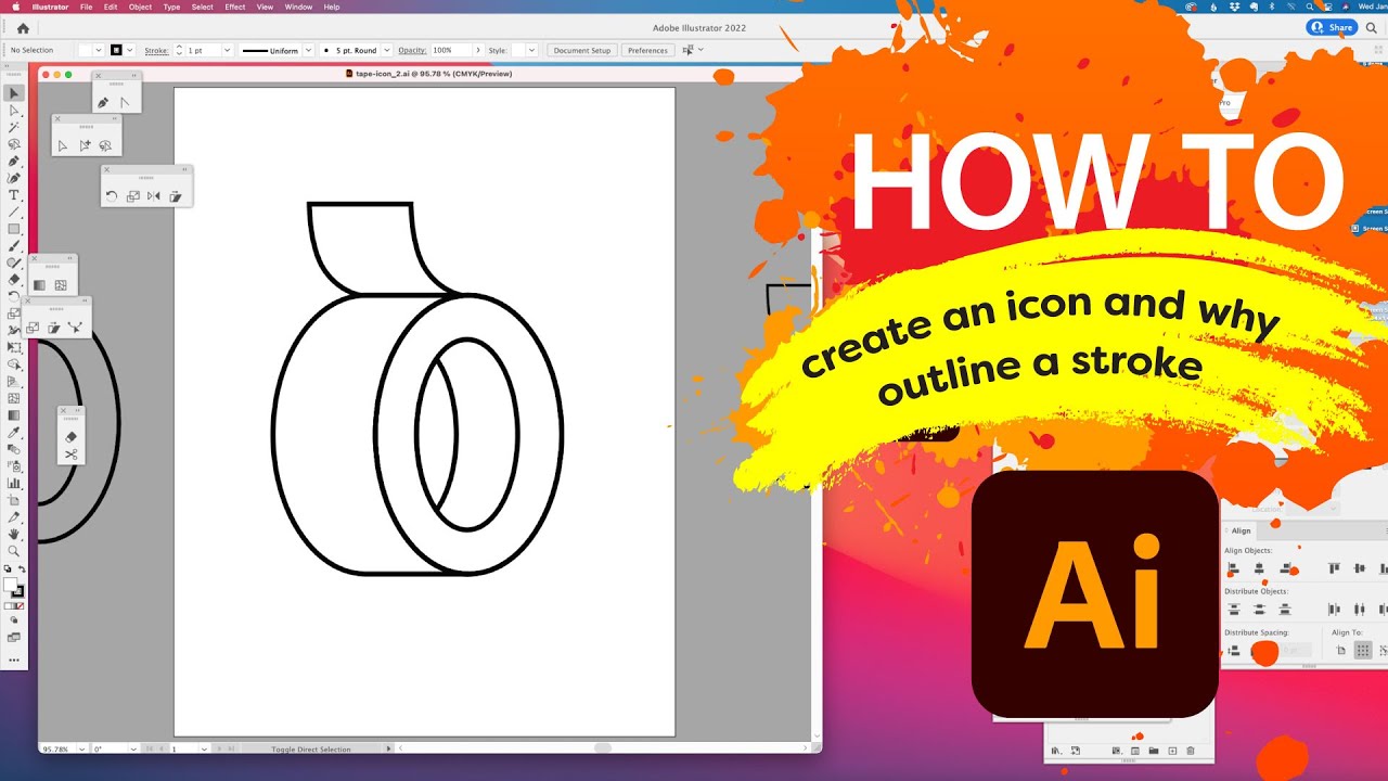 How and why to use Outline Stroke when creating an icon in Adobe® Illustrator® // Real life example