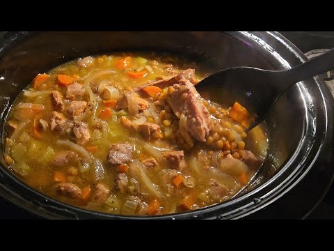 Low Carb Lentil Stew with Pork and Sausage