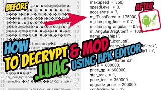 How to decrypt and Mod (.Luac) files Using Apk editor