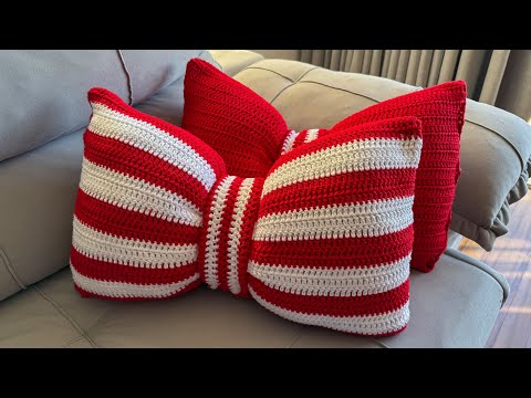 Crochet bow pillow tutorial, complete step-by-step instructions 🎀 FOR DECORATION
