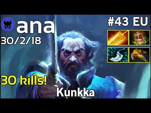 30 kills! ana [OG] plays Kunkka!!! Dota 2 7.22