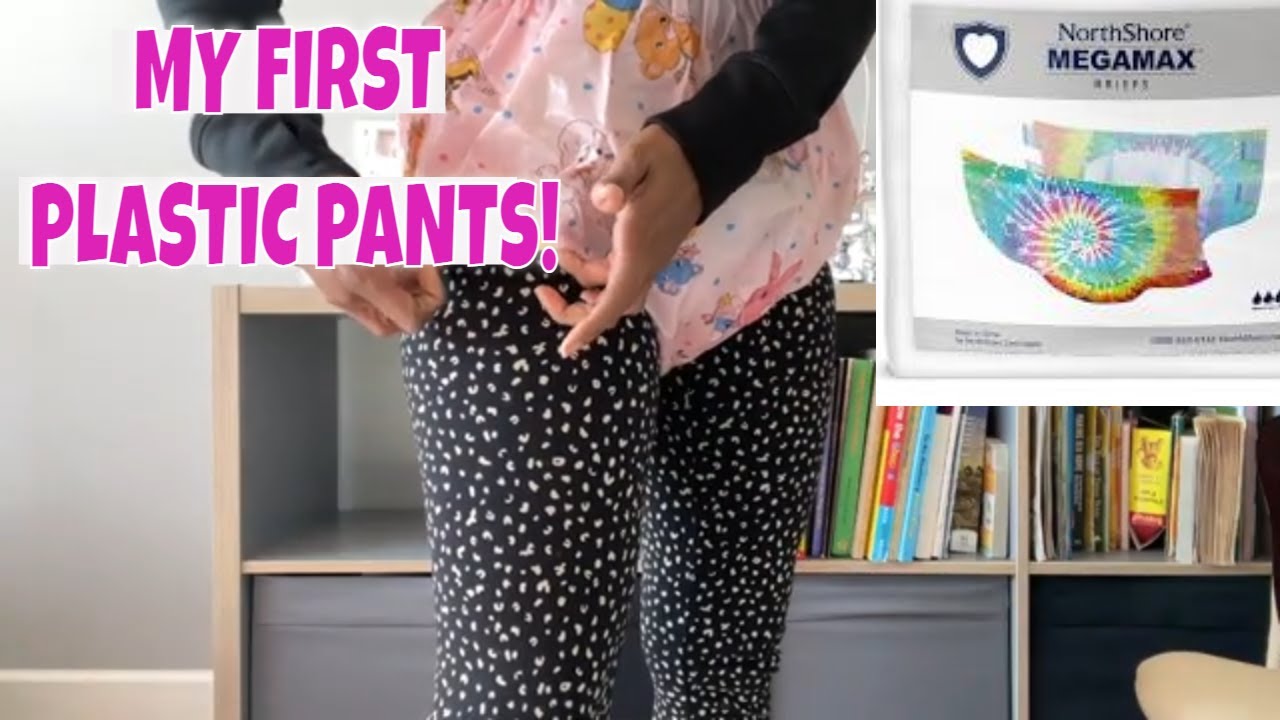 MY FIRST PLASTIC PANTS!| Trying ON REARZ Christy Adult PLASTIC PANTS with a TIE DYE DIAPER!