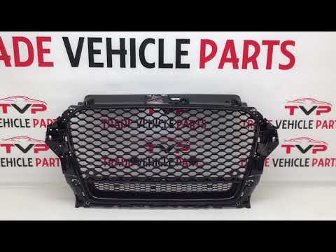 Fits Audi A3 S3 2012-2016 Front Main Grille Gloss Black Honeycomb RS3 Quatrro Look Badgeless video