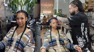 2本コーンロウ／エクステ