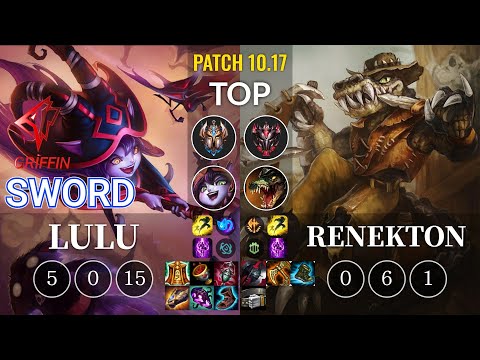 GRF Sword Lulu vs Renekton Top - KR Patch 10.17