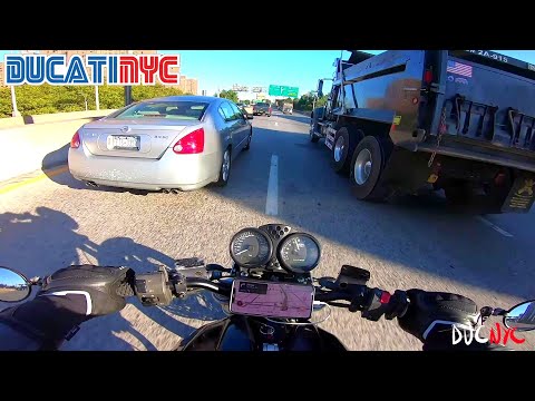BRONX to BROOKLYN ride | mega spicy splits and wild dips | Ducati Monster in New York City v1343