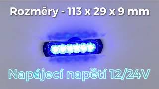 x SLIM výstražné LED svetlo vonkajšie, modré, 12-24V, ECE R65