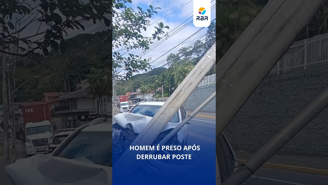 Homem é preso após derrubar poste e agredir agentes em Rio do Sul