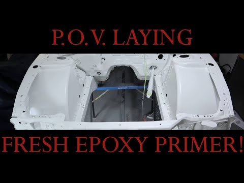 Point of View Laying Down White Epoxy Primer On The 240sx