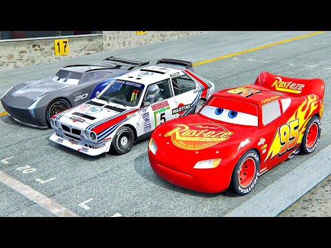 Lightning McQueen vs Lancia Delta S4 vs Jackson Storm at Top Gear Track