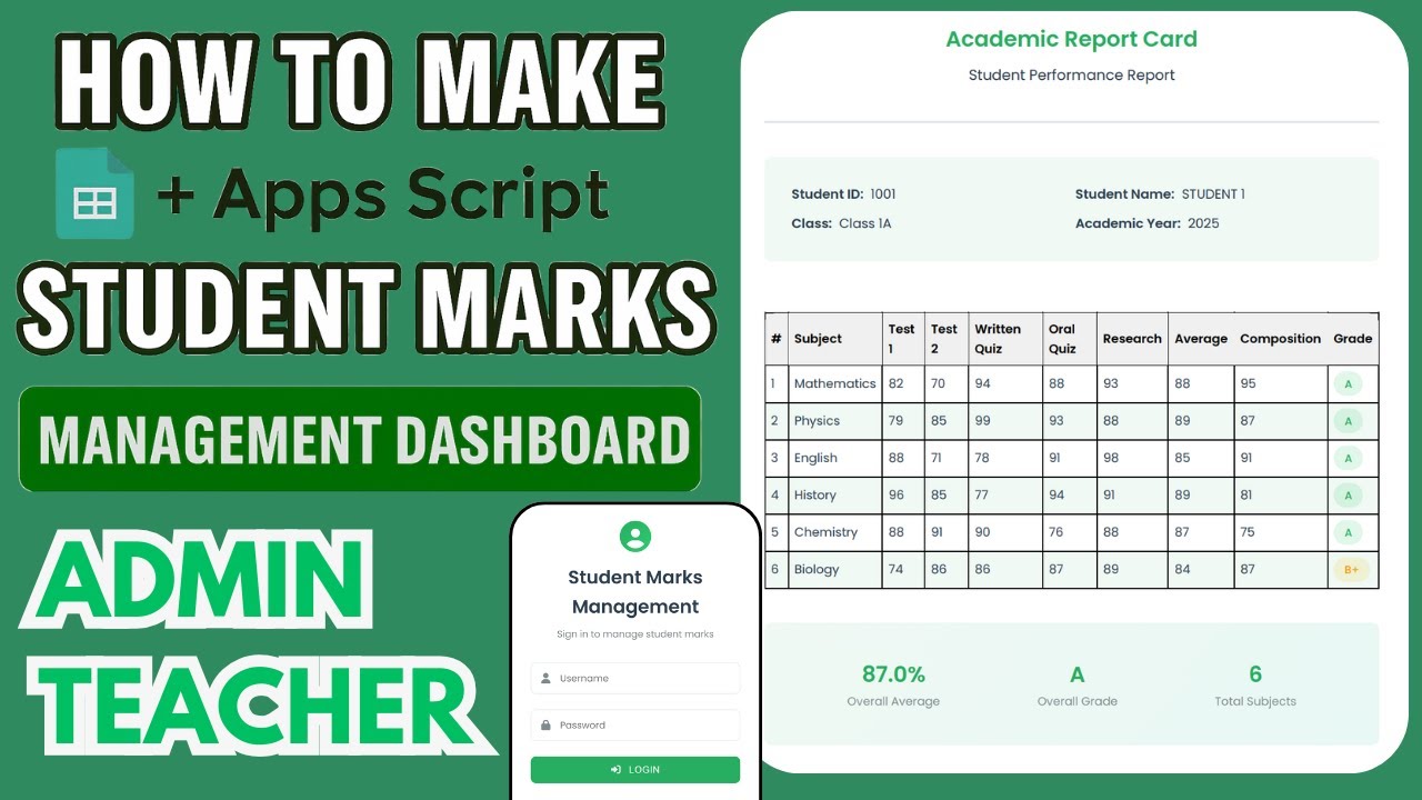 How to Make Student Result Portal in Google Sheets + Apps Script | Admin & Teacher Dashboard | D35