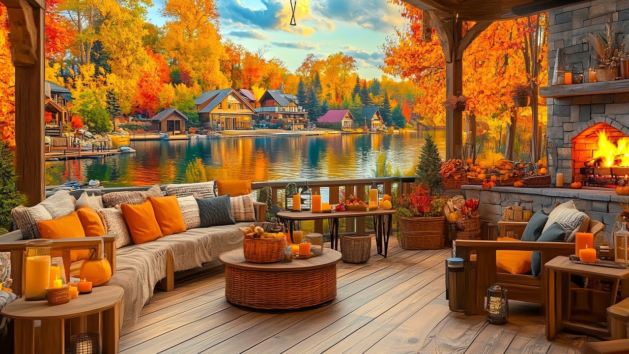 Relaxing Fall Morning Jazz at Cozy Coffee Shop Ambience 🍂 Warm Jazz Music for Studying, Work, Focus