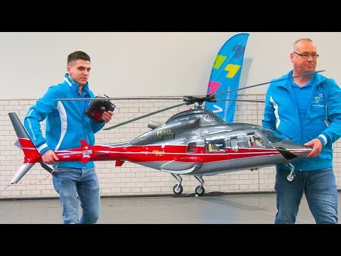 GIANT RC MODEL HELICOPTER INDOOR FLIGHT - ROBIN ADAMSCHAK - BELL 430 *RC SCALE HELI
