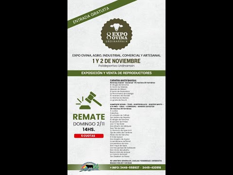 Remate de Reproductores de la Expo Ovina Urdinarrain 2/11/2025 | Coop. Ganadera El Pronunciamiento