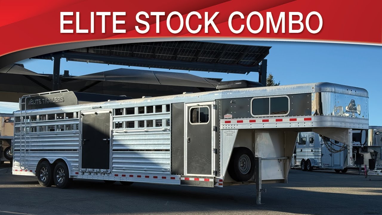 2027 Elite Trailers 8'X24’ Stock Combo W/Slant Wall Tack Stock Trailers