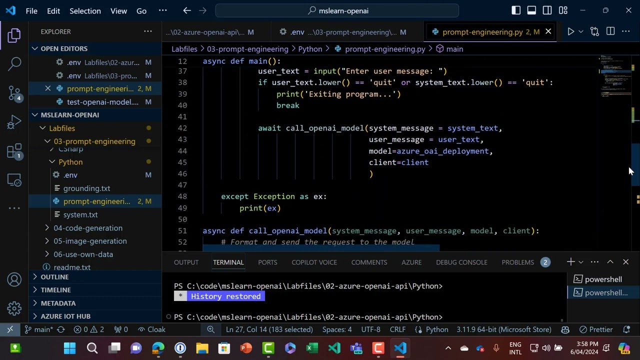 3. Exercise Lab - Utilize prompt engineering in your application