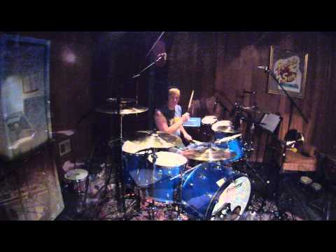 Jeff Martin Recording drum track at Prairie Sun