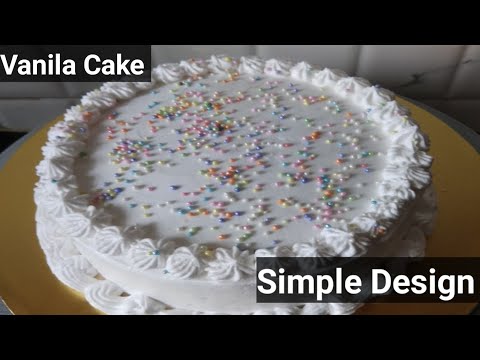 Vanila Cake Simple Design/ Decoration Ideas Alka's Recipes