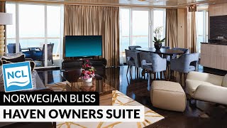 Norwegian Bliss | Haven Deluxe Owner&#39;s Suite with Large Balcony Tour &amp; Review 4K | Category H2