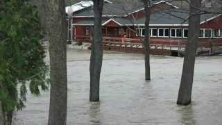 preview picture of video 'Sugar Creek, in flood at Crawfordsville, Indiana, April 19th, 2013'