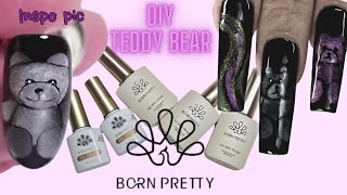 How to Create A Teddy Bear Using Cat Eye Polish | Born Pretty New Hema Free X-Jelly Gel