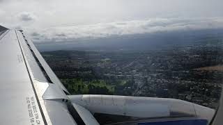 Landing at Edinburgh Airport on British Airways BA Airbus A321 from London Heathrow