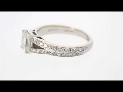 Pre-Owned White Gold 1ct Diamond Solitaire Ring + Accent Stones