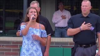 Brooke Coleman singing the National Anthem at Jimmy John's Field 7-14-17
