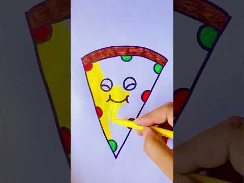 How to draw easy Pizza with V, pizza drawing for beginners #pizzadrawing  #art #easypizza #viral