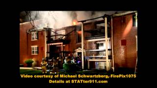 preview picture of video 'STATter911.com: Raw video from two-alarm Reisterstown, MD apartment fire.'
