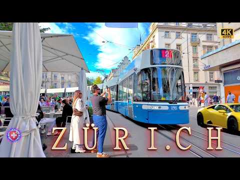 ZURICH SWITZERLAND ✨ Start of Autumn / Walk thr City Center / Lake - Bahnhofstrasse - Niederdorf 4K