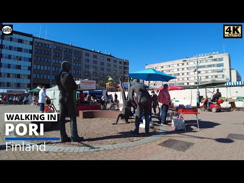 Walking in Pori Finland - Summer Morning Walk in the City Center (Aug 2021)