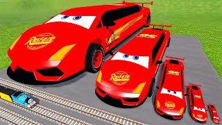 Big & Small Long Lamborghini McQueen VS Train | BeamNG.drive