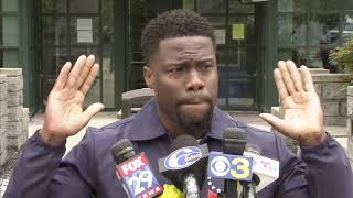 Kevin Hart speaks to media after visiting Meek Mill in prison