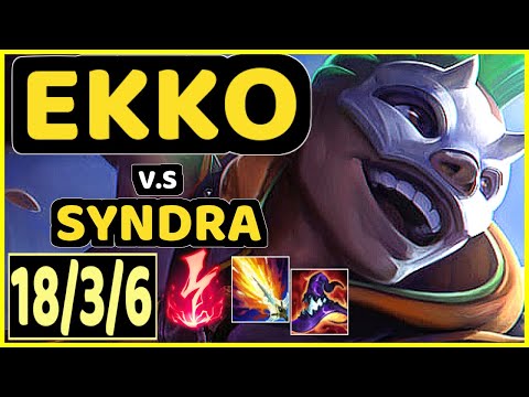 EKKO vs SYNDRA - 18/3/6 KDA MID GAMEPLAY - EUW Ranked DIAMOND